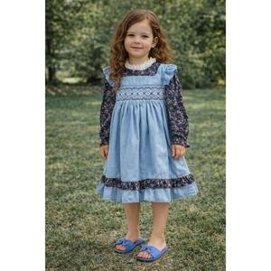 Vintage Girls Blue Long sleeve dress (toddler size)